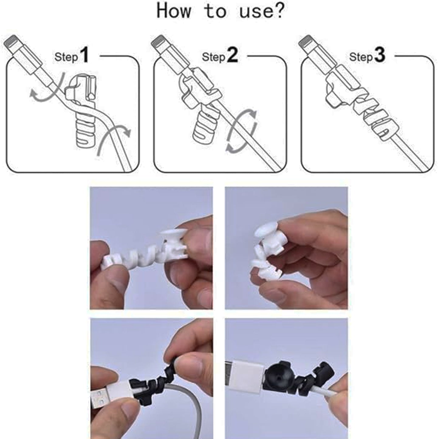 Cable Cord Protector Saver With Suction End 4 Pcs Set