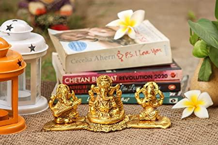 Design Gold Plated Lakshmi Ganesh Saraswati Idol