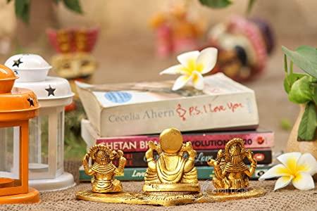 Design Gold Plated Lakshmi Ganesh Saraswati Idol
