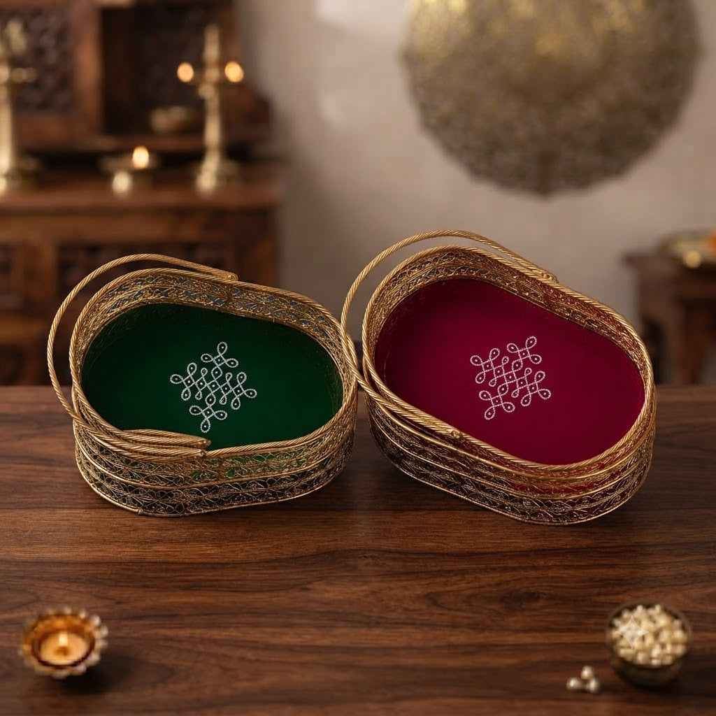 Golden Oval Decorative Gift Basket...