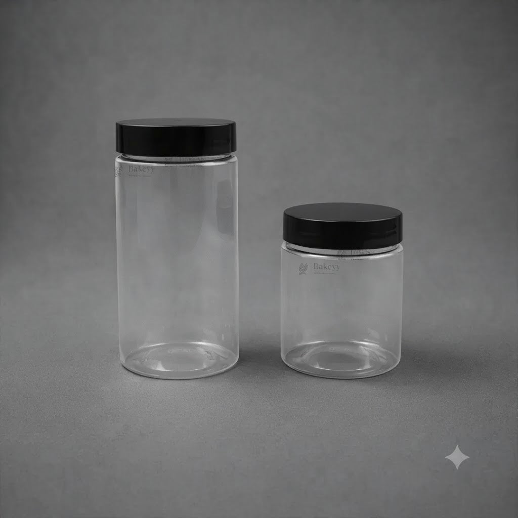 Clear Plastic Storage Jar with 53 mm Screw Lid for Food, Spices & Packaging