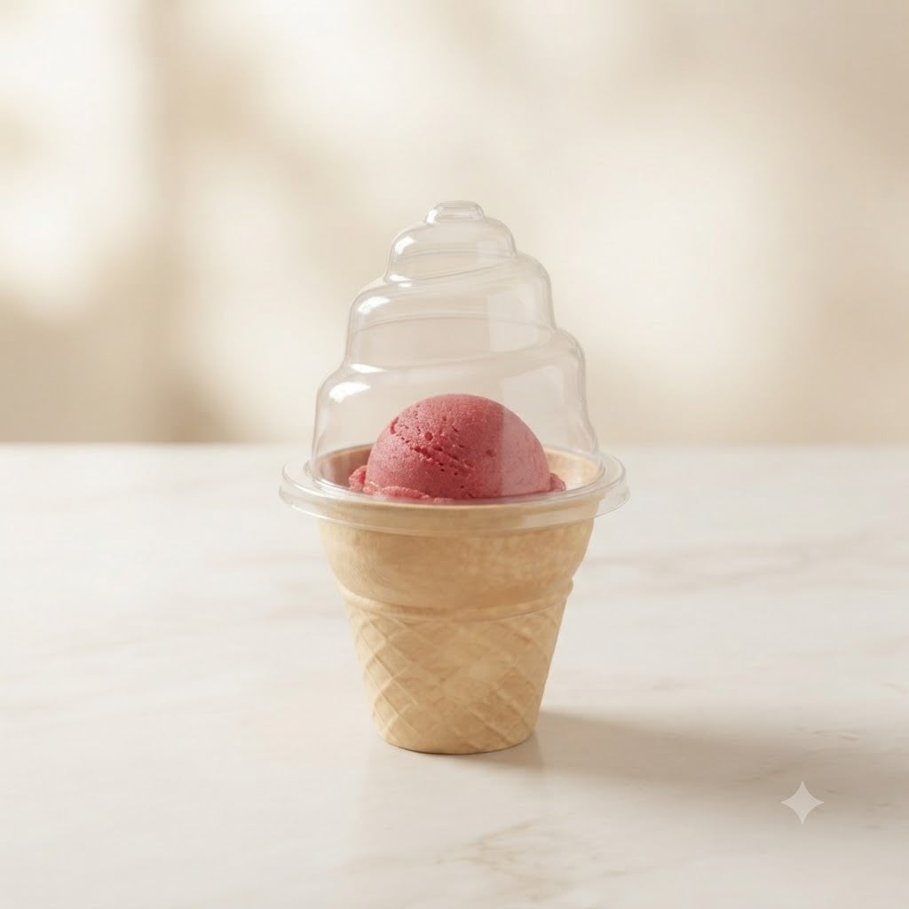Ice Cream Shape PET Serving Cup with Transparent Lid,,,,,