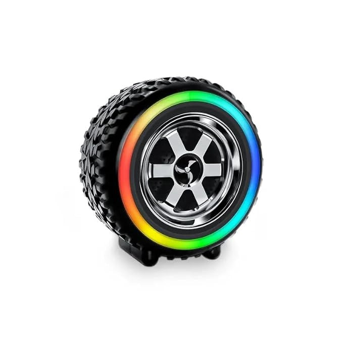 RGB Tyre Design Wireless Bluetooth Speaker with Big Bass Boost Sound for 8hrs Playtime MicroSD Card Slot FM Radio, USB Support Campatible with All Smart Phones (Black)