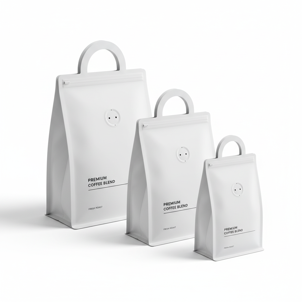 Handbag Shape Doypack Tear Zipper Flat Bottom Coffee Bags with Degassing Valve