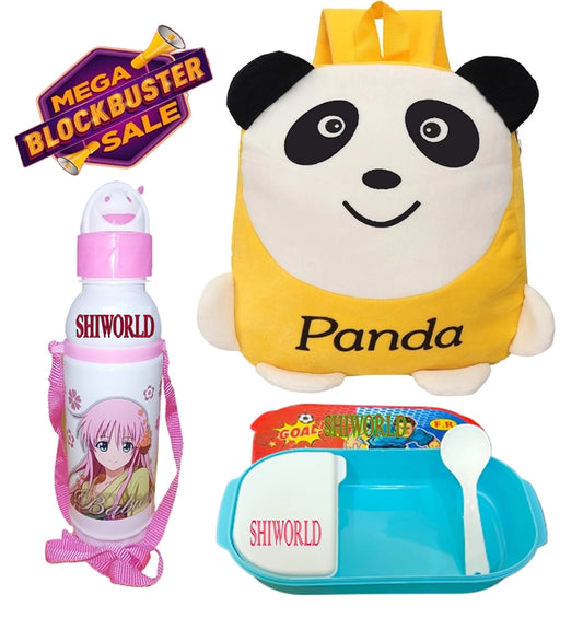 Backpack with Lunch Box and Water Bottle for Kids (Multicolor, Set of 3)