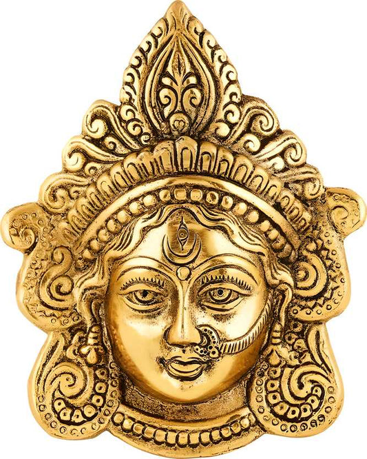 Ambika Durga Face Wall Hanging Metal Idol Showpiece - 15.24 Cm  (Gold Plated, Metal, Gold)