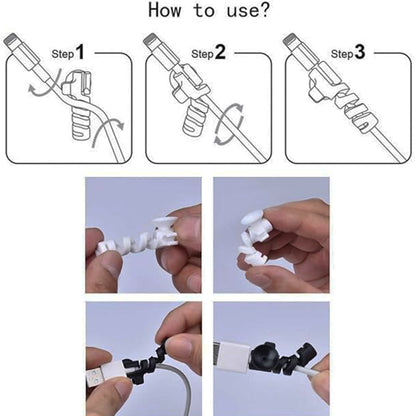 Cable Cord Protector Saver With Suction End  4 Pcs Set