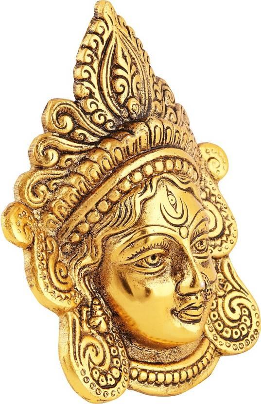Ambika Durga Face Wall Hanging Metal Idol Showpiece - 15.24 Cm  (Gold Plated, Metal, Gold)