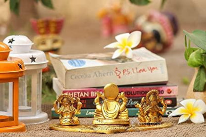 Design Gold Plated Lakshmi Ganesh Saraswati Idol