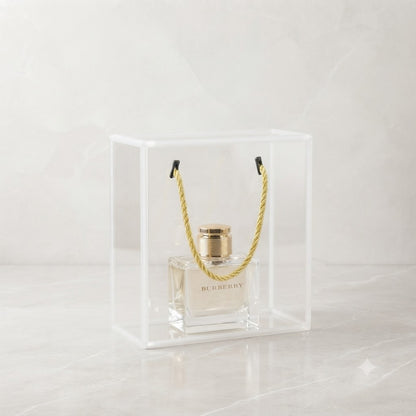 White PVC Transparent Gift Bag with Gold Rope