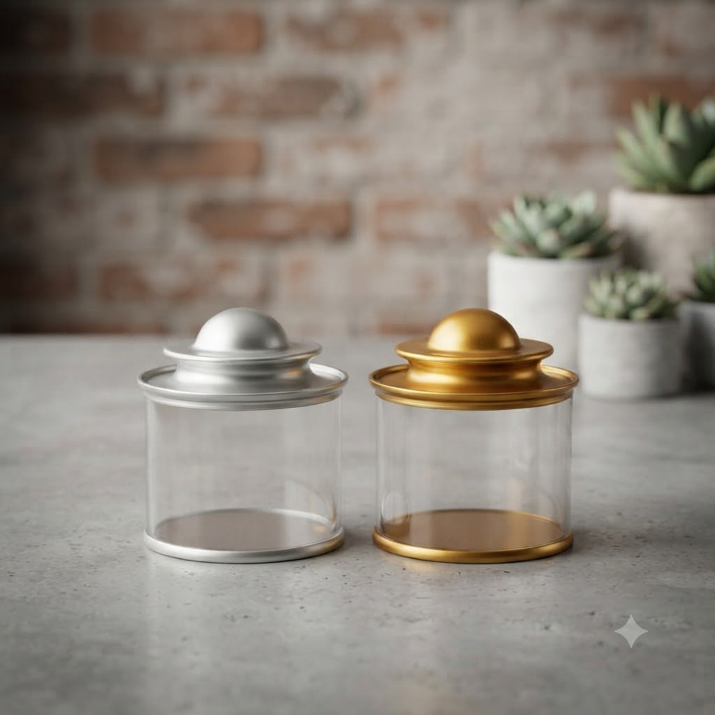 Transparent Round Tin Box with Dome Shaped Metal Lid for Gift Packaging,,,,