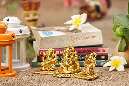 Design Gold Plated Lakshmi Ganesh Saraswati Idol