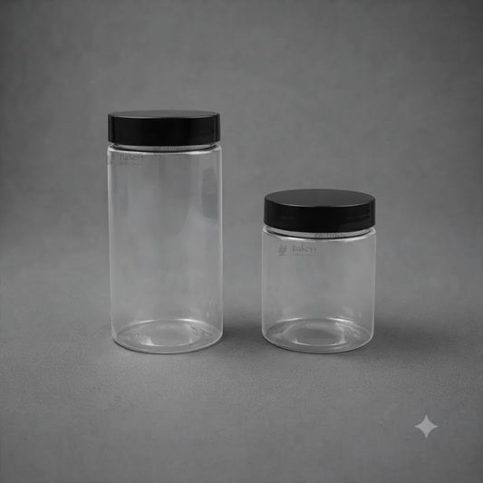 Clear Plastic Storage Jar with 53 mm Screw Lid for Food, Spices & Packaging
