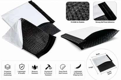 70 GSM Bubble Courier Bags with POD Jacket (6x8 to 12x14 inch)