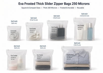 Eva Frosted Thick Slider Zipper Bags – 250 Micron (2x2 to 6x6 inch)