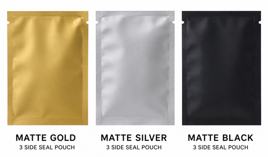 Matte Finish Colourful 3 Side Seal Pouch