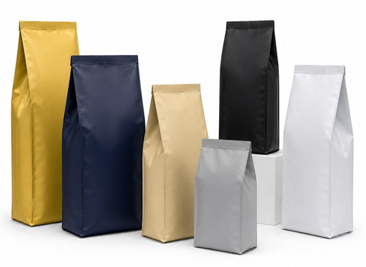 Matte Finish Colourful Side Gusseted Centre Seal Pouch Opaque 3 Layer