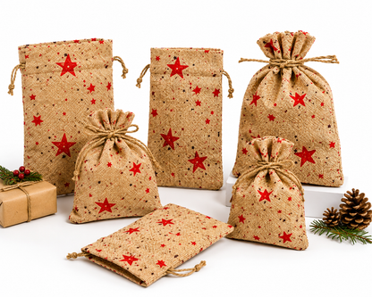 Hot Stamping Linen Drawstring Gift Bags (4x5.5")