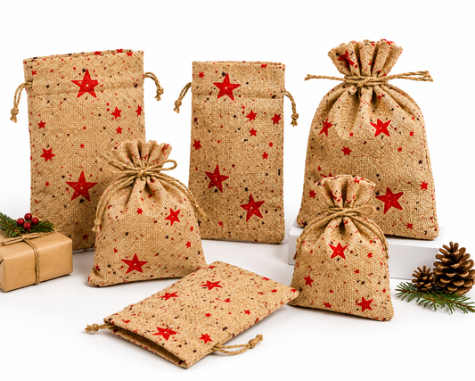 Hot Stamping Linen Draw String Bags