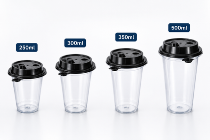 Disposable Plastic Cups with Lids (Sipper Glass)