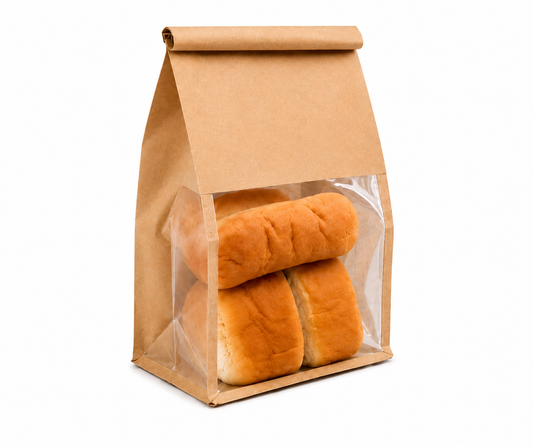 3D Flat Bottom Brown Kraft Paper Tin Tie Bread Bakery Bag with Metal Strip