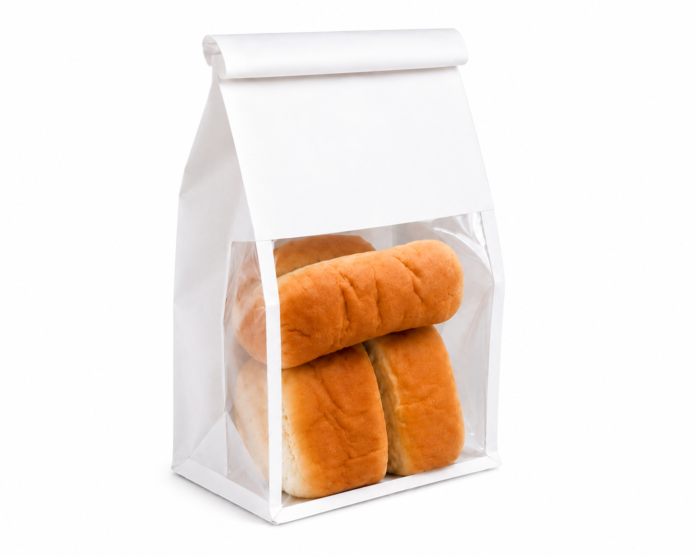 3D Flat Bottom White Tissue Paper Tin Tie Bread Bakery Bag with Metal Strip