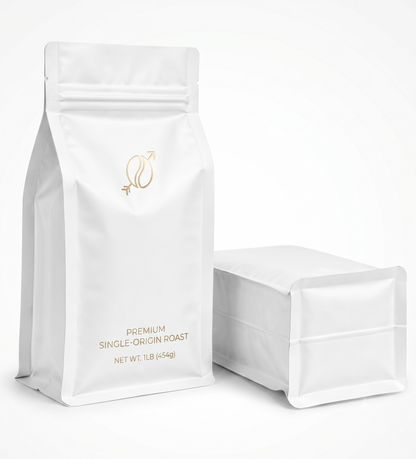 3D Flat-Bottom White Kraft Foil-Lined Zipper Stand-Up Pouches