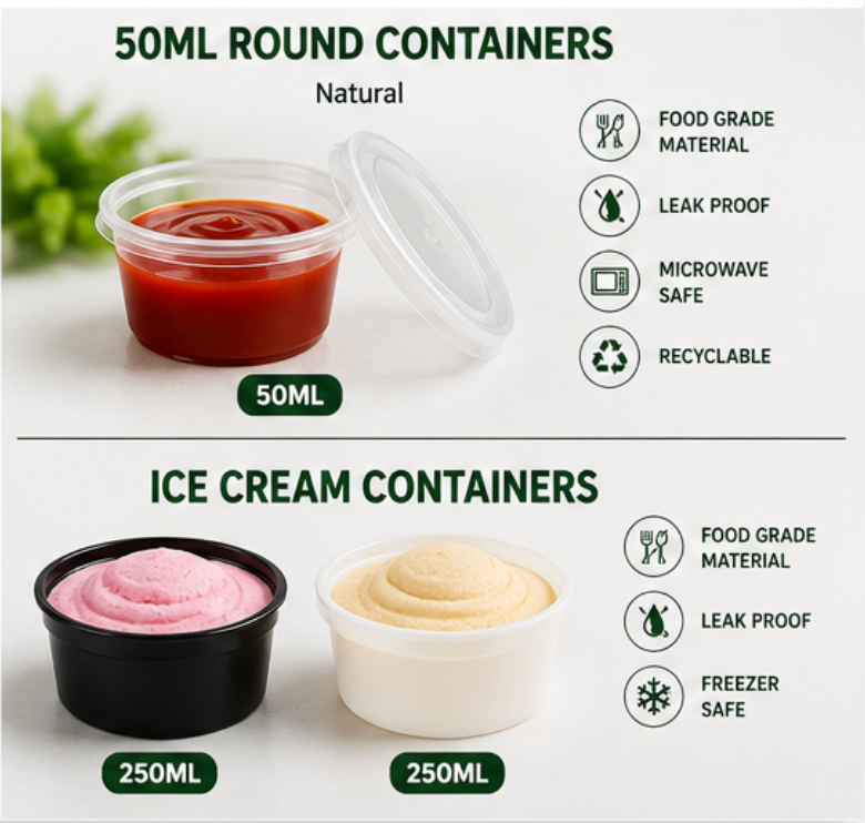 Disposable Plastic Food Container : Pack of 1200 pcs