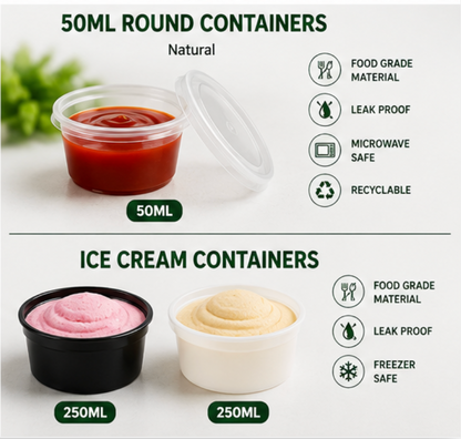 Disposable Plastic Food Container : Pack of 1200 pcs