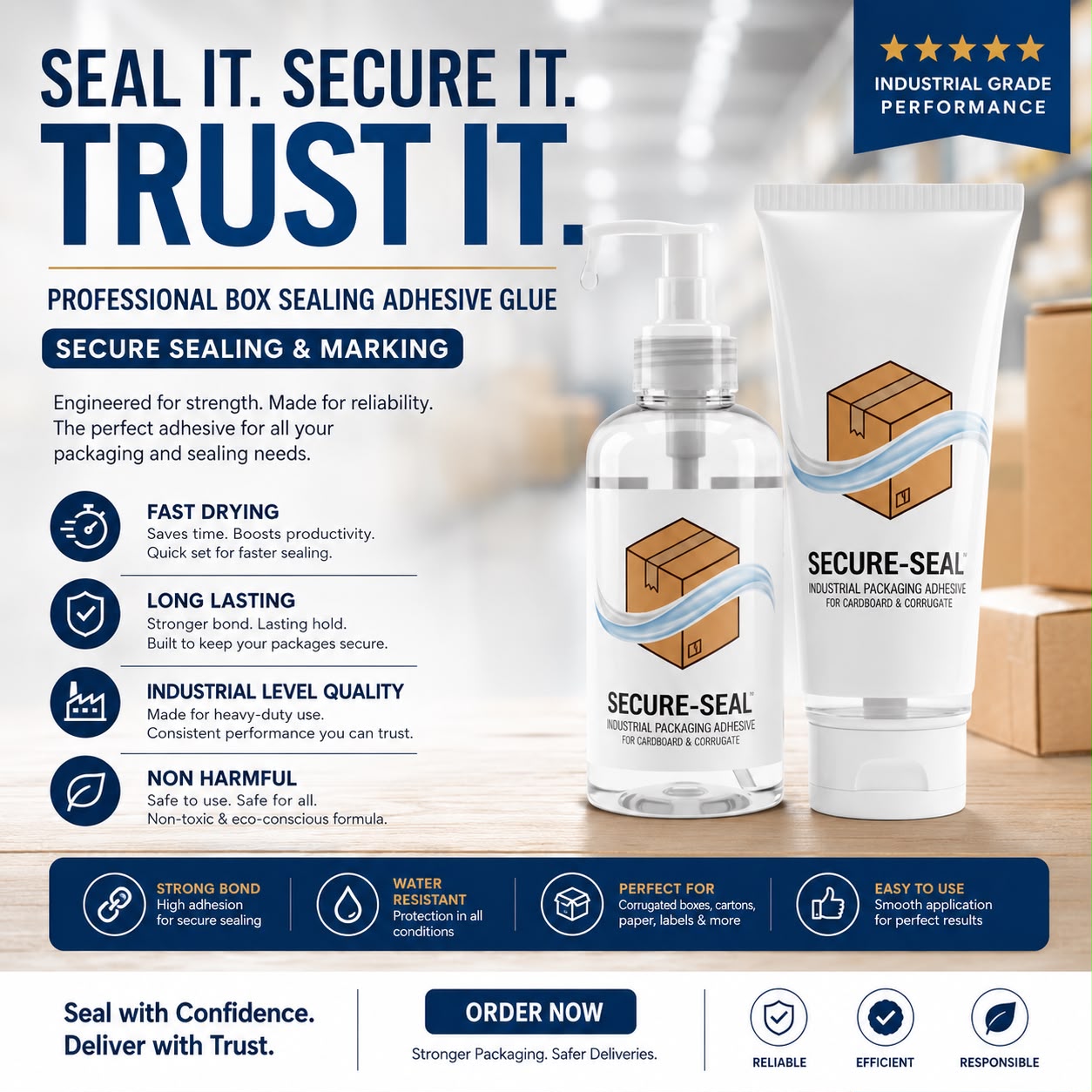 Professional Box Sealing Adhesive Glue - Secure Sealing & Marking