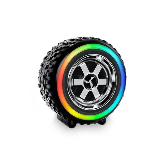 RGB Tyre Design Wireless Bluetooth Speaker with Big Bass Boost Sound for 8hrs Playtime MicroSD Card Slot FM Radio, USB Support Campatible with All Smart Phones (Black)