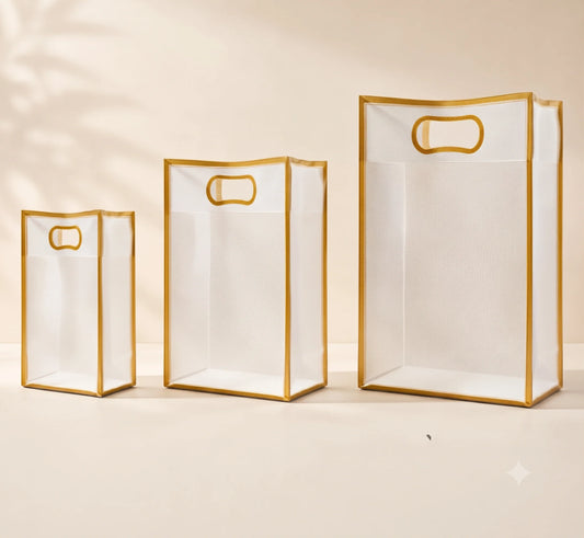 Transparent PVC Gift Bag with Oval Handle – Clear Reusable Gift & Packaging Bag