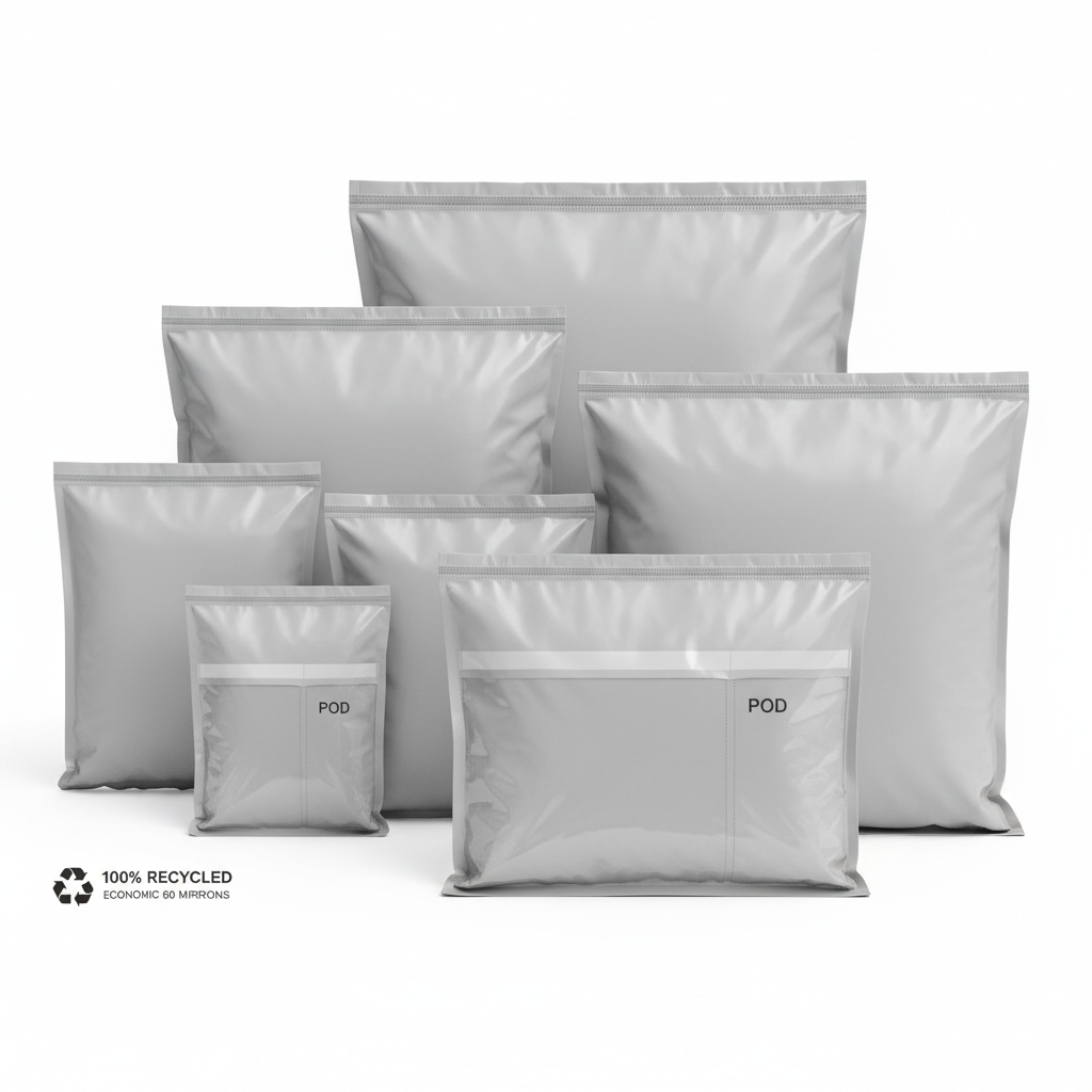 Plain Courier Bags with POD Jacket 100% Recycled Economic 60 Microns