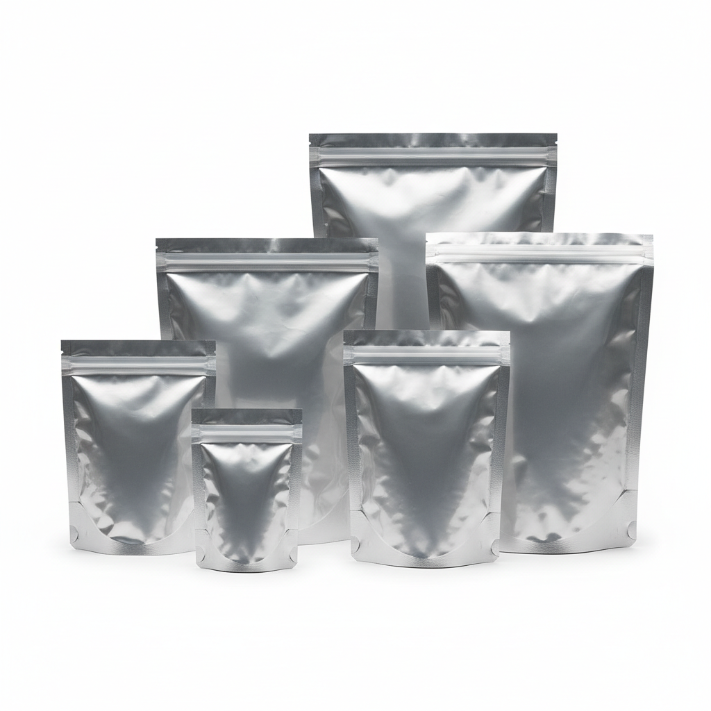 Both Side Aluminium Silver 3 Side Seal Vacuum Pouches