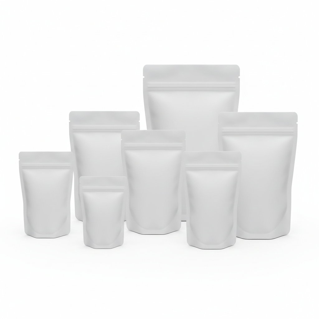 White Milky Stand Up Pouches Without Zipper