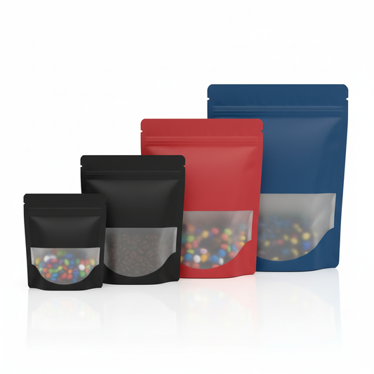 One Side MATTE Finish Color One Side Transparent Zipper Stand Up Pouches