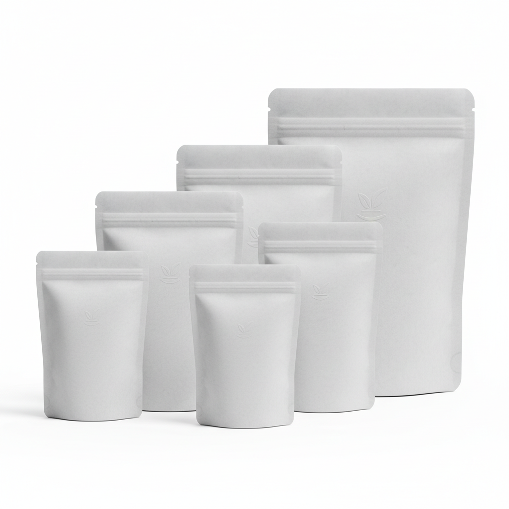 White Color Opaque 3 Layer Foil Kraft Paper Laminated Zipper Stand Up Pouch