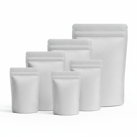 White Color Opaque 3 Layer Foil Kraft Paper Laminated Zipper Stand Up Pouch