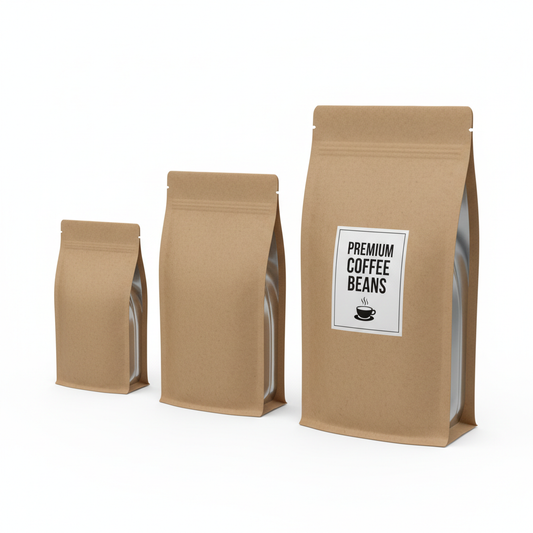 3D Flat Bottom Brown Kraft Paper Foil Inside Zipper Stand Up Pouch