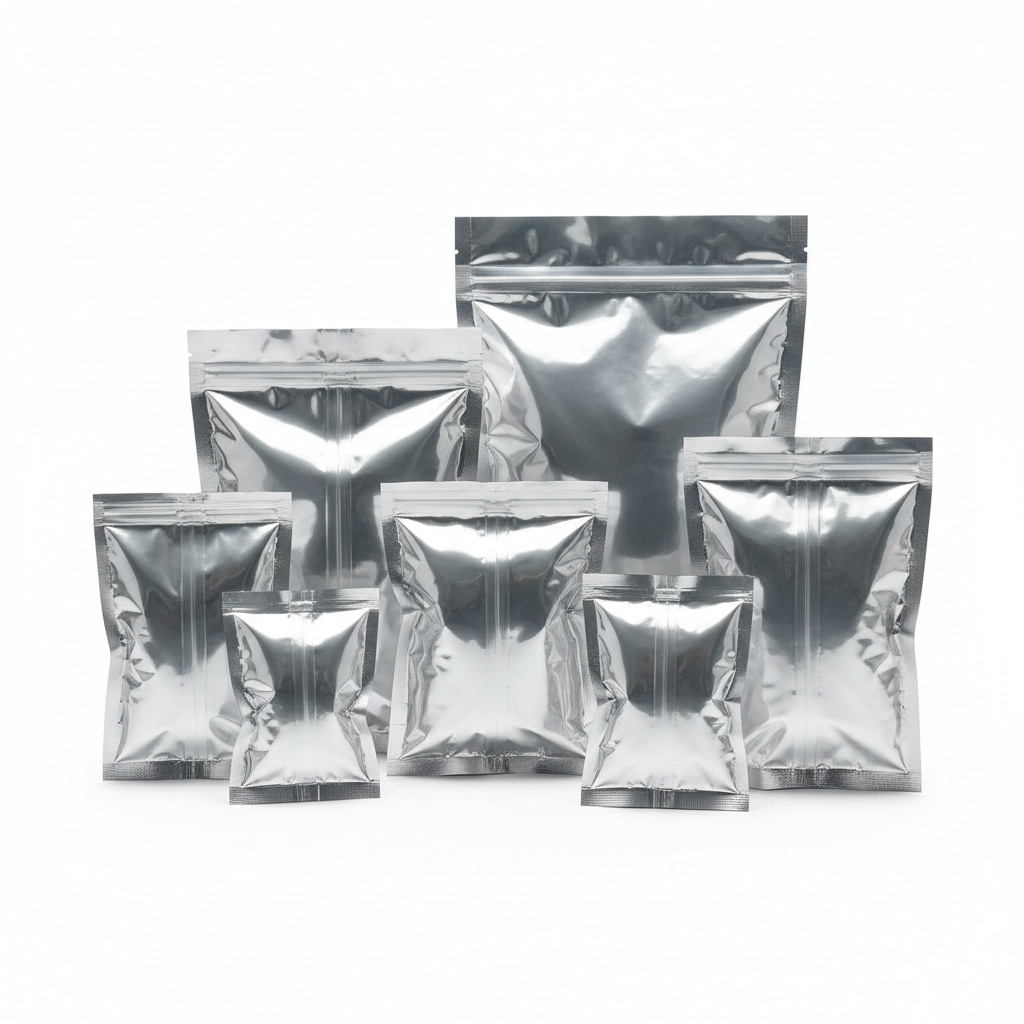 Both Side Metal Silver Center Seal Pouches