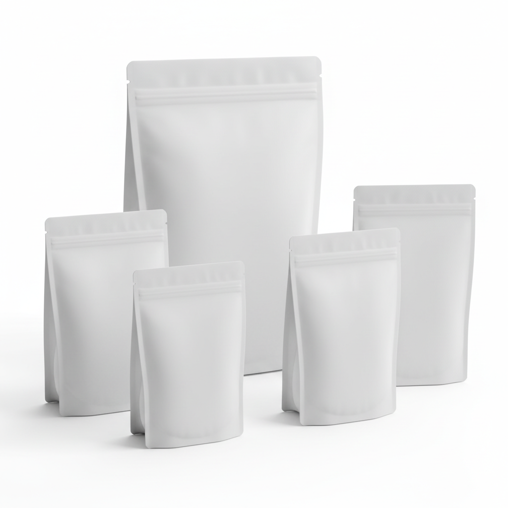 White Milky Stand Up Pouches Without Zipper