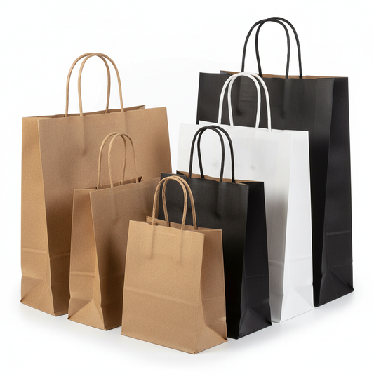 Kraft Paper Carry Bags with Handle Brown White Black