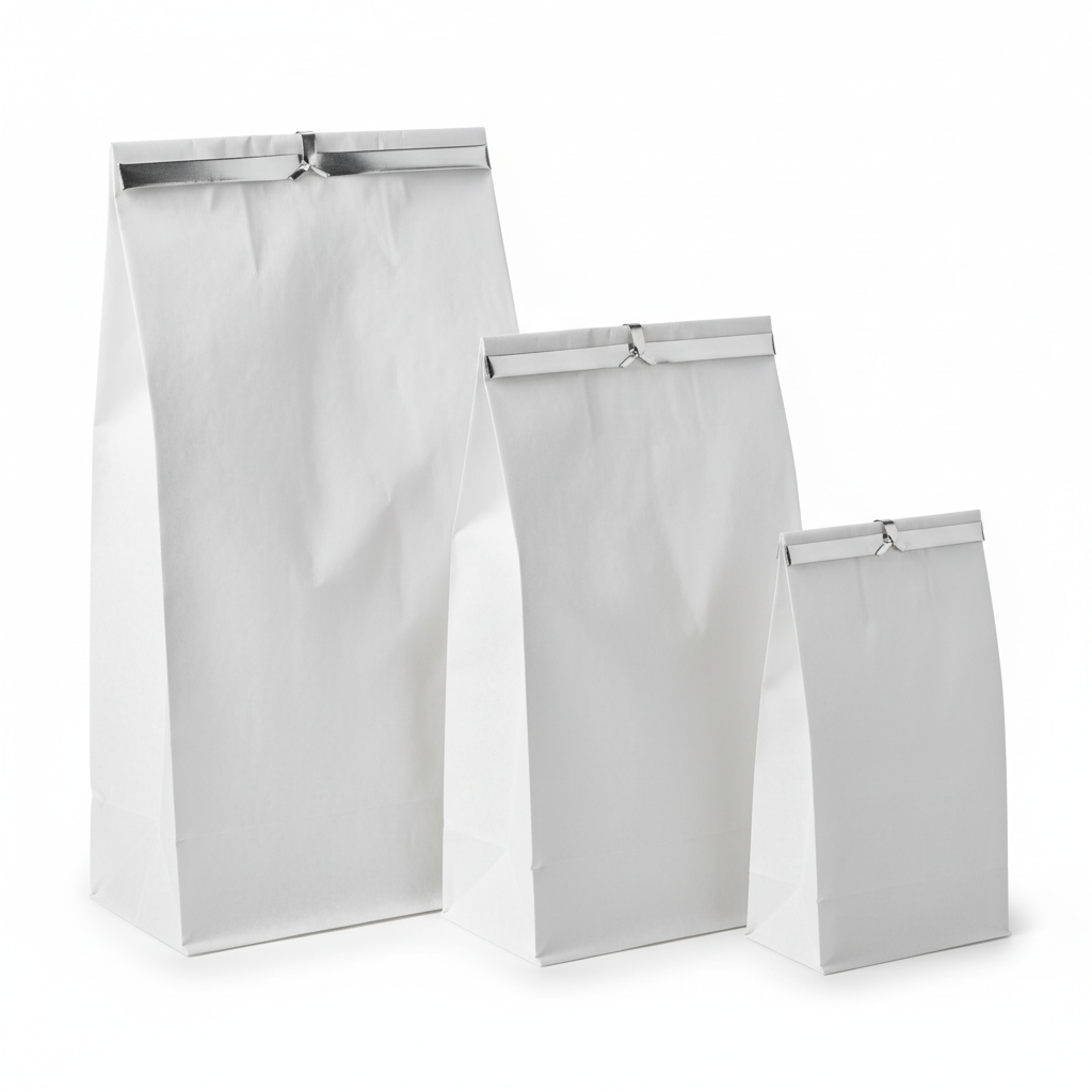 3D Flat Bottom White Tissue Paper Tin Tie Bread Bakery Bag with Metal Strip