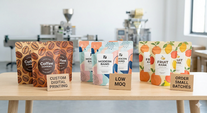 Digital Custom Printed Three Layer Pouch with Stendy Zipper, LOW MOQ 1000
