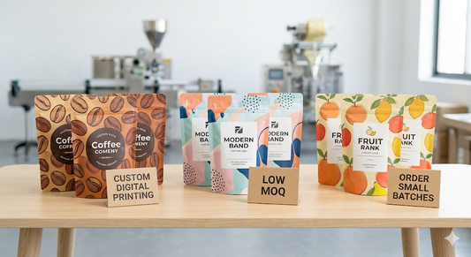 Custom Printed Kraft Paper Pouch with Stendy Zipper, MOQ 300