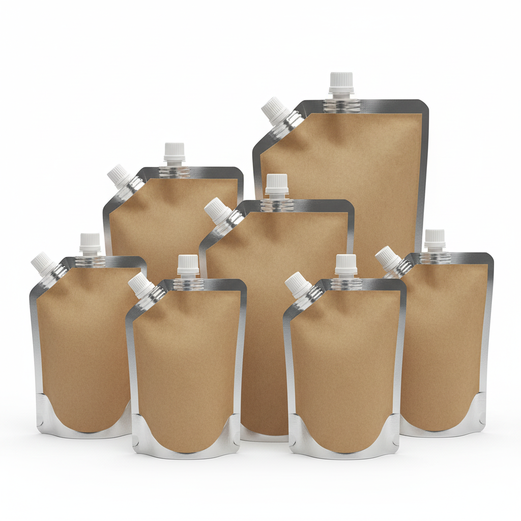 Kraft Paper Aluminium Foil Spout Pouches 10mm Spout