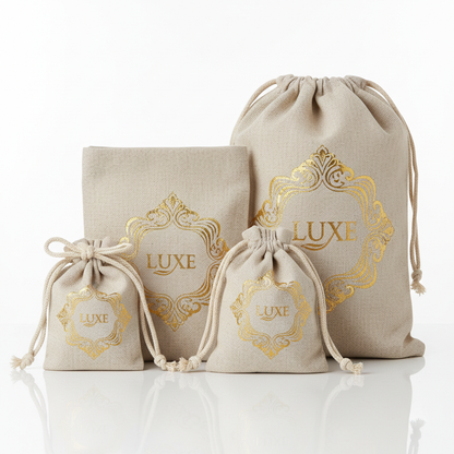 Hot Stamping Linen Draw String Bags