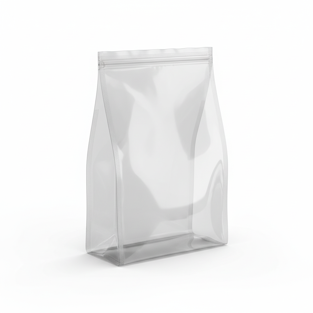 3D Flat Bottom Clear Transparent Zipper Stand Up Pouch