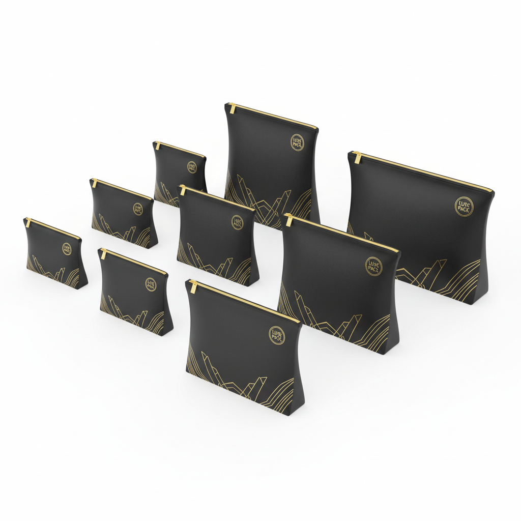 Black / Gold Eva Frosted Slider Zipper Bags