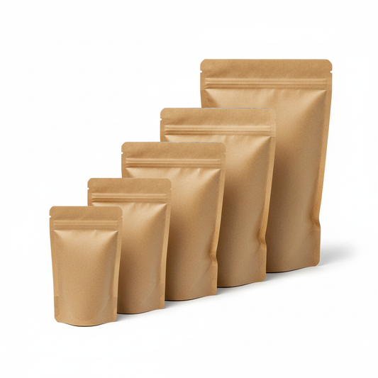 Brown Color Opaque 3 Layer Foil Kraft Paper Laminated Zipper Stand Up Pouches